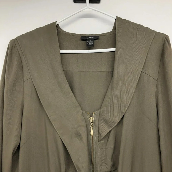 Alfani olive army green full zip hooded anorak jacket size 6 - Picture 4 of 15